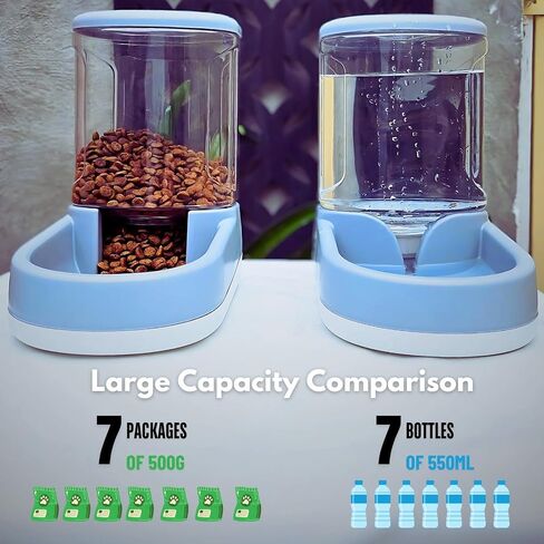 My Pet Deserves Automatic Dog Cat Water Dispenser Gravity Feeder Set, Large, 8-Pound Food Capacity, 1-Gallon, Silver in Saudi Arabia