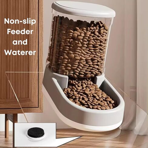 My Pet Deserves Automatic Dog Cat Water Dispenser Gravity Feeder Set, Large, 8-Pound Food Capacity, 1-Gallon, Silver in Saudi Arabia