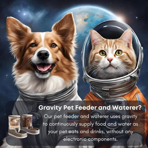 My Pet Deserves Automatic Dog Cat Water Dispenser Gravity Feeder Set, Large, 8-Pound Food Capacity, 1-Gallon, Silver in Saudi Arabia