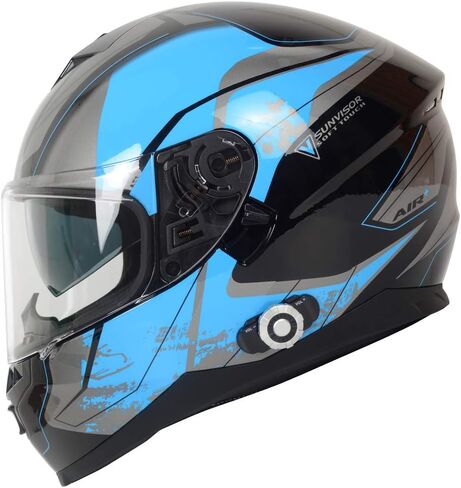 خوذة دراجة نارية بلوتوث FreedConn BM22 خوذة كاملة الوجه خوذات دراجة نارية خوذة مزدوجة مع نظام اتصال داخلي متكامل خوذة DOT مع بلوتوث 3.0 /500M/FM/الاتصال الصوتي/أزرق XXL مستعمل in Kuwait