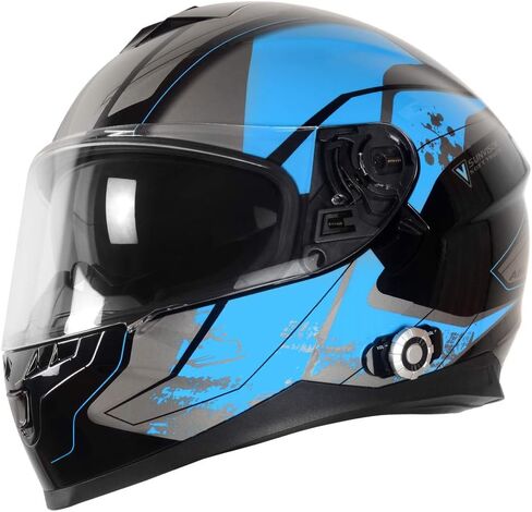 خوذة دراجة نارية بلوتوث FreedConn BM22 خوذة كاملة الوجه خوذات دراجة نارية خوذة مزدوجة مع نظام اتصال داخلي متكامل خوذة DOT مع بلوتوث 3.0 /500M/FM/الاتصال الصوتي/أزرق XXL مستعمل in Kuwait