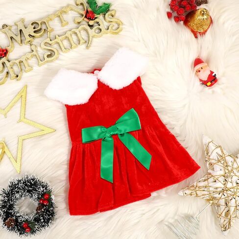 زي جميل لعيد الميلاد للحيوانات الأليفة، فستان عطلة عيد الميلاد للفتيات مع ياقة من الفرو، تنورة مخملية للقطط، زي للكلاب، ملابس عيد الميلاد للقطط الصغيرة المتوسطة والكلاب والحيوانات الأليفة وحفلات عيد الميلاد والعام الجديد، (M) in Kuwait