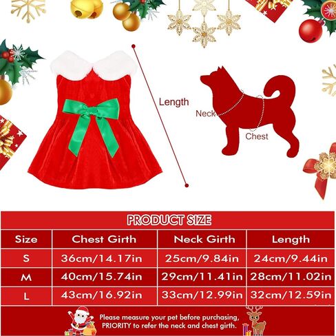زي جميل لعيد الميلاد للحيوانات الأليفة، فستان عطلة عيد الميلاد للفتيات مع ياقة من الفرو، تنورة مخملية للقطط، زي للكلاب، ملابس عيد الميلاد للقطط الصغيرة المتوسطة والكلاب والحيوانات الأليفة وحفلات عيد الميلاد والعام الجديد، (M) in Kuwait