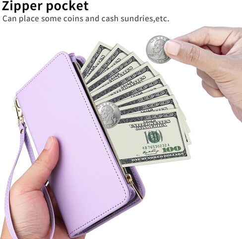 Wallet Case for Samsung Galaxy J7 Prime 2017 J 7 Skypro Sky Pro J7V V S727VL with Wrist Strap Crossbody Shoulder Strap Zipper 11+ Card Slots Protector Phone Cover Halo 7J Perx J7prime Purple in Saudi Arabia