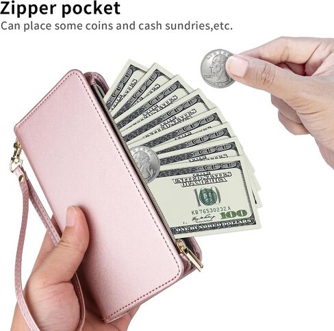 Wallet Case for Samsung Galaxy J7 Prime 2017 J 7 Skypro Sky Pro J7V V S727VL with Wrist Strap Crossbody Shoulder Strap Zipper 11+ Card Slots Protector Phone Cover Halo 7J Perx J7prime Purple in Saudi Arabia