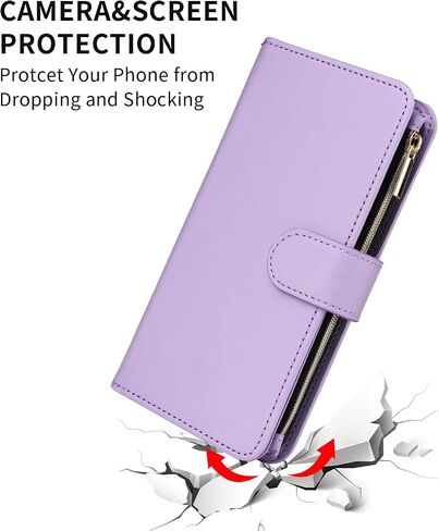 Wallet Case for Samsung Galaxy J7 Prime 2017 J 7 Skypro Sky Pro J7V V S727VL with Wrist Strap Crossbody Shoulder Strap Zipper 11+ Card Slots Protector Phone Cover Halo 7J Perx J7prime Purple in Saudi Arabia