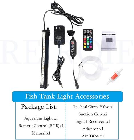 ضوء حوض السمك الغاطس، مصباح فقاعة هواء LED لحوض السمك، لون RGB متغير السطوع، توقيت قابل للتعديل، مقاوم للماء، جهاز التحكم عن بعد، شريط ضوء خزان الأسماك، جدار فقاعة ضوء حوض السمك، 7 بوصة in Kuwait