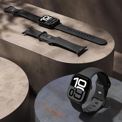 سوار رياضي متوافق مع ساعة Apple 49 مم 46 مم 45 مم 44 مم 42 مم 41 مم 40 مم 38 مم للنساء والرجال، استبدال أساور المعصم الرياضية المصنوعة من السيليكون الناعم لسلسلة iWatch 10/9/8/7/6/5/4/3/2/1 Ultra SE، أسود in Kuwait