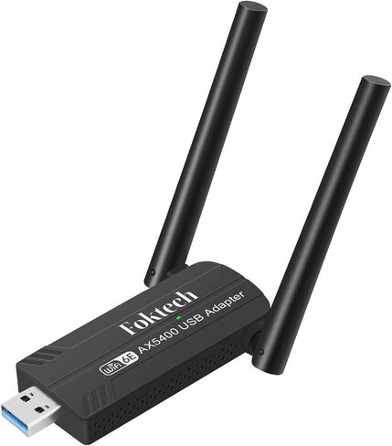 WiFi 6E AX5400M USB 3.0 WiFi Adapter for PC Desktop, 802.11AX, Tri-Band 6GHz/5GHz/2.4GHz, Dual 5dBi Antennas, Wireless USB WiFi Dongle Network Adapter for Laptop, Only Compatible with Windows 11/10 in Saudi Arabia
