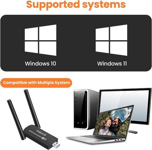 WiFi 6E AX5400M USB 3.0 WiFi Adapter for PC Desktop, 802.11AX, Tri-Band 6GHz/5GHz/2.4GHz, Dual 5dBi Antennas, Wireless USB WiFi Dongle Network Adapter for Laptop, Only Compatible with Windows 11/10 in Saudi Arabia