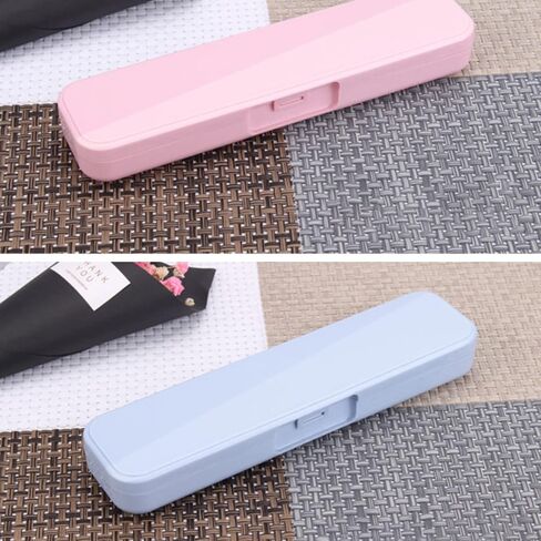 Kakalote 2 Pcs Portable Cutlery Case, Simple Reusable Camping Cutlery Case for Travelling, Work and School (Blue+Pink) in Kuwait