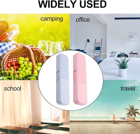 Kakalote 2 Pcs Portable Cutlery Case, Simple Reusable Camping Cutlery Case for Travelling, Work and School (Blue+Pink) in Kuwait