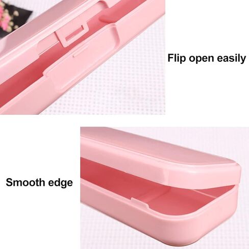 Kakalote 2 Pcs Portable Cutlery Case, Simple Reusable Camping Cutlery Case for Travelling, Work and School (Blue+Pink) in Kuwait