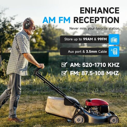 سماعات رأس راديو 2024 بلوتوث AM FM مع شاشة رقمية ملونة، حماية السمع 2000 مللي أمبير بلوتوث 5.4 in Saudi Arabia
