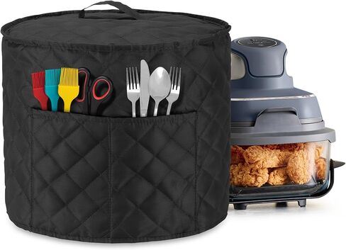 غطاء غبار LUXJA متوافق مع مقلاة Ninja Crispi الهوائية، غطاء من القماش مع جيوب لنظام الطبخ المحمول Ninja Crispi وملحقاته، أسود in Kuwait