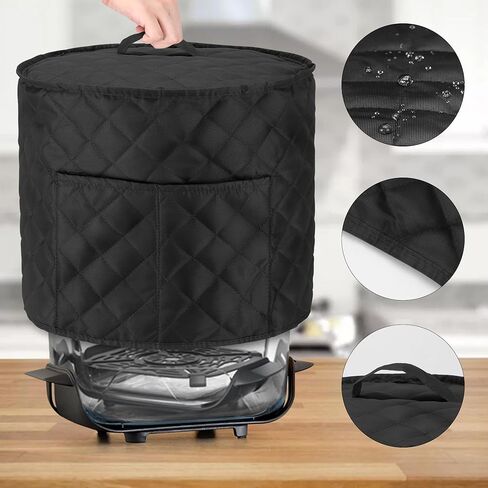 غطاء غبار LUXJA متوافق مع مقلاة Ninja Crispi الهوائية، غطاء من القماش مع جيوب لنظام الطبخ المحمول Ninja Crispi وملحقاته، أسود in Kuwait