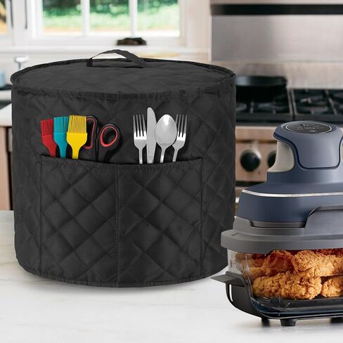 غطاء غبار LUXJA متوافق مع مقلاة Ninja Crispi الهوائية، غطاء من القماش مع جيوب لنظام الطبخ المحمول Ninja Crispi وملحقاته، أسود in Kuwait