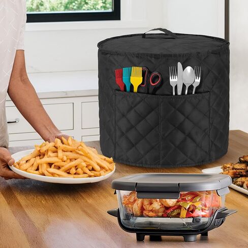 غطاء غبار LUXJA متوافق مع مقلاة Ninja Crispi الهوائية، غطاء من القماش مع جيوب لنظام الطبخ المحمول Ninja Crispi وملحقاته، أسود in Kuwait