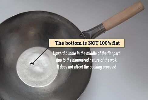 Craft Wok Flat Hand Hammered Carbon Steel Pow Wok with Wooden and Steel Helper Handle (14 Inch, Flat Bottom) / 731W316 in Saudi Arabia