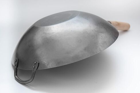 Craft Wok Flat Hand Hammered Carbon Steel Pow Wok with Wooden and Steel Helper Handle (14 Inch, Flat Bottom) / 731W316 in Saudi Arabia