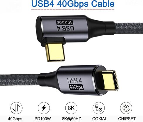 cablecc 40Gbps Angled USB4 Cable with 100W Charging and 8K@60Hz 5K@60Hz USB4.0 Compatible with Thunderbolt3/4 30cm in Saudi Arabia