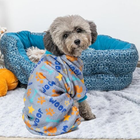 Dog Pajamas for Small Dogs, Winter Warm Dog Pjs Clothes Dog Apparel for Cold Weather, Fleece Cute Paw Pattern Pet Onesies Jumpsuit for Dogs Puppy Cats Indoor Outdoor in Saudi Arabia