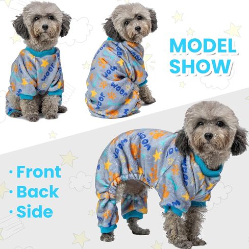 Dog Pajamas for Small Dogs, Winter Warm Dog Pjs Clothes Dog Apparel for Cold Weather, Fleece Cute Paw Pattern Pet Onesies Jumpsuit for Dogs Puppy Cats Indoor Outdoor in Saudi Arabia