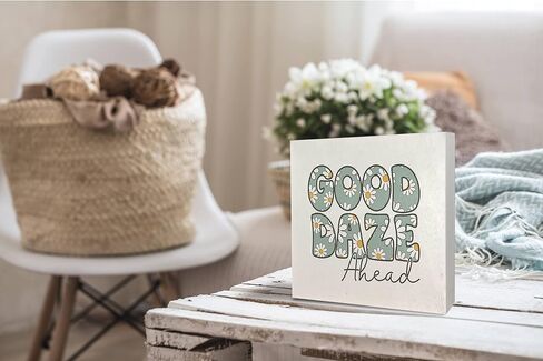 KEUSPI Summer Desk Decor,Retro Sun Sunset Rays Rustic Summer Wood Block Plaque Box Sign Desk Decor for Beach House Home Wall Tabletop Shelf Decorations in Saudi Arabia