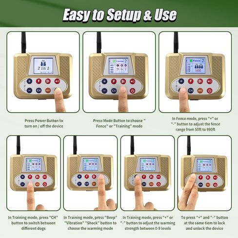 Wireless Dog Fence System & Remote Training Collar, 990FT Adjustable Electric Fence for Large/Medium/Small Dogs, 2.4G Signal Dog Containment System with 3 Training Modes in Saudi Arabia
