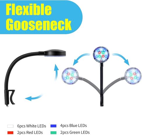 AQUANEAT Clip on Aquarium Light, Full Spectrum Small Aquarium Light for Nano Tank, Clip on Led Light Multi-Color in Saudi Arabia