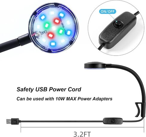 AQUANEAT Clip on Aquarium Light, Full Spectrum Small Aquarium Light for Nano Tank, Clip on Led Light Multi-Color in Saudi Arabia