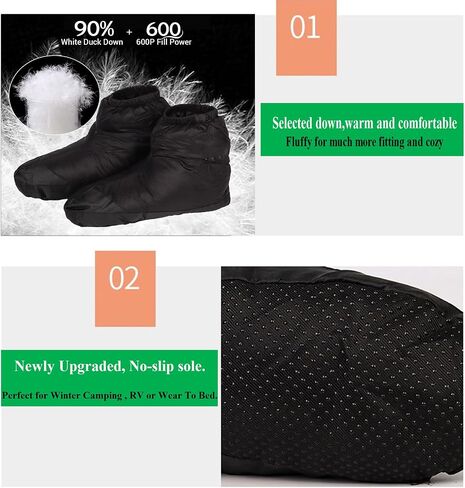 [Upgraded] Ultralight Camping Booties Anti-Skid Warm Socks Sleeping Sock for Men & Women,Water-Resistant Warm Soft Cozy for Camp Sleeping Bag,Backpacking Tent Down Booties Foot Warmer for Winter in Saudi Arabia