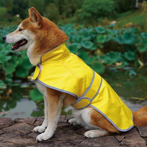 Dog Raincoat| Waterproof Adjustable & Lightweight Dog Jacket with Reflective Strips| Easy Step-in Closure for All-Weather| Fits Small Medium Large Dogs(Yellow,Small) in Saudi Arabia