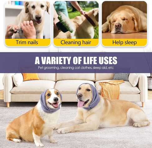Dog Ear Muffs Noise Protection Hoodie for Dogs Breathable Calming Head Wrap with Ear Covers Anxiety Relief for Thunderstorms Warm Dog Ear Cover Winter Hat (Grey, Large) in Saudi Arabia