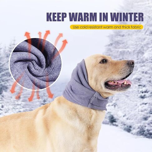 Dog Ear Muffs Noise Protection Hoodie for Dogs Breathable Calming Head Wrap with Ear Covers Anxiety Relief for Thunderstorms Warm Dog Ear Cover Winter Hat (Grey, Large) in Saudi Arabia