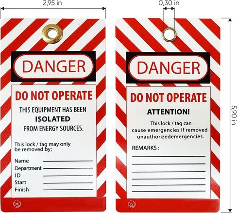 Lockout Tagout Tags | Durable, Weather-Resistant PVC | Safety Compliance, Customizable, Reusable | 7.5 x 0.05 x 14 cm | OSHA Compliant Loto Safety Tags (100) in Saudi Arabia