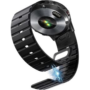 Strong Magnetic Sport Bands Compatible for Garmin Fenix 8/7/6/5 Band,Quick Fit 22mm Adjustable Silicone Wrist Strap with Stainless Steel Clasp for Forerunner 935/945/Epix Gen 2/Approach S62/S60/MARQ