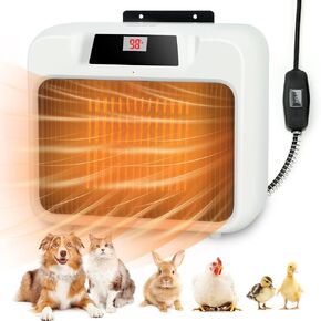YUEPET Large Dog House Heater with Thermostat 300/600W Outdoor Pet House Heater, Safe Wall-Mounted Chicken Coop Heater for Outside Dogs Cats Chicken Chinchillas Rabbits