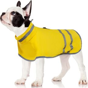 QBLEEV Dog Raincoat, Adjustable Dog Rain Jacket with Leash Hole, Dog Rain Coats for Large Medium Small Dogs, Dog Rain Coat with Reflective Strip Snowproof Windproof Lightweight Rain Clothes, XL