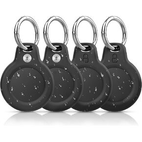 Apple AirTag Holder - 4 Pack Waterproof Air Tag Case All-Round Protection Hold Air Tag Securely with Spring Metal Keychain Key Ring Clip