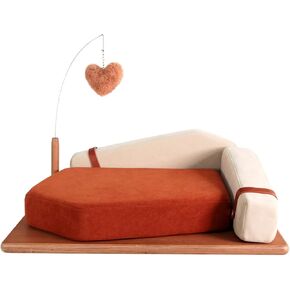 Auto Care Cat Sofa Bed, Solid Wood cat Sofa. Inspired by The Geometric Impressionist Painter Mondrian, The Combination of Building Block Gameplay Provides Cats with a Comfortable Experience (Iceberg)