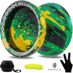 Yoyo Professional Responsive Yoyo X0312 للأطفال المبتدئين، ثنائي الغرض لأصابع اليويو للبالغين مع مجموعة حمل يويو غير المستجيبة، 10 أوتار يويو، حافظة يويو وقفاز (أسود وذهبي)