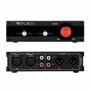 HiFi 2-IN-2-OUT XLR Balanced/RCA Converter Audio Selector Splitter Box Fully Balanced Passive Preamp XLR to RCA Switch with Volume Controller, Black