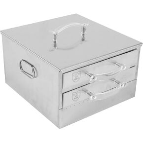 Rice Noodle Roll Steamer Machine - 2 Layers 2 Trays Chinese Cantonese Cheung Fun Changfen Maker for Commercial and Home Use with Extra Stainless Steel Holed Steam Tray and Long Handle