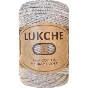 Braided Macrame Cord 3mm x 93yards (279 Feet), Cotton Macrame Cord, Colored Rope, Macrame Yarn, Colored Craft Rope for Wall Hanging, Plant Hangers, Crafts, for Knitting (White 3mm) 1 in Kuwait