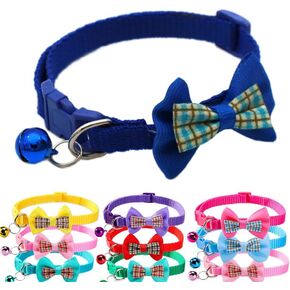 XXS Dog Collar with Bell,Soft Nylon Identification Pink Cat Collar Girl Puppy Collar with Bowtie Adjustable Buckle for XXS Xs Tiny Little Pet Female Dogs,Neck 7.5-12.5 Inch
