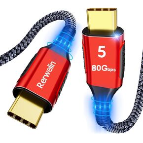 80Gbps for Thunderbolt 5 Cable 2.3FT, USB4 V2 Cable 120Gbps Bandwidth, PD 240W, 16K/8K 60Hz, 4K 540Hz/240Hz, USB C Monitor Video Display Cable for iPhone 16, Razer Blade, ACASIS SSD, Thunderbolt 4/3