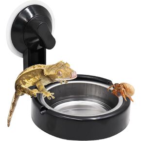 Small Animals Feeding Tray with Sucker, Reptile Feeding Cup, Reptile Food and Water Bowl, Single Bowl Reptile Food Dish with Powerful Suction Cup