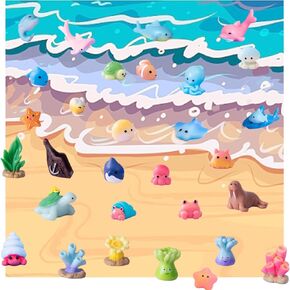 Resin Animals Variety Pack 100 PCS Mini Ocean Animals Figures Ornaments Mini Animals Figures to Hide for DIY Fish Tank Accessories Micro Landscape Aquarium