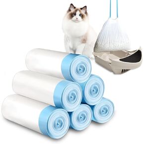 Cat Litter Waste Bags Liners,120 Count Compatible with Litter-Robot 3/4,Heavy Duty Self Cleaning Automatic Litter Box Bags,25.2" x 15.7"
